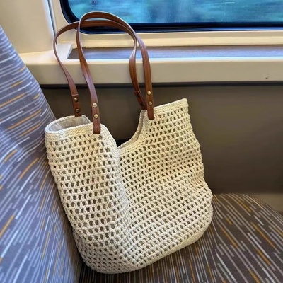 2025新款大容量单肩棉线编织包女