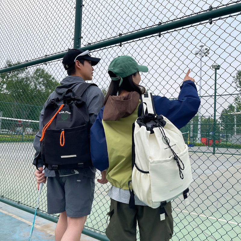 户外运动羽毛球包轻便抽绳双肩包大容量防水登山包徒步骑行网球包