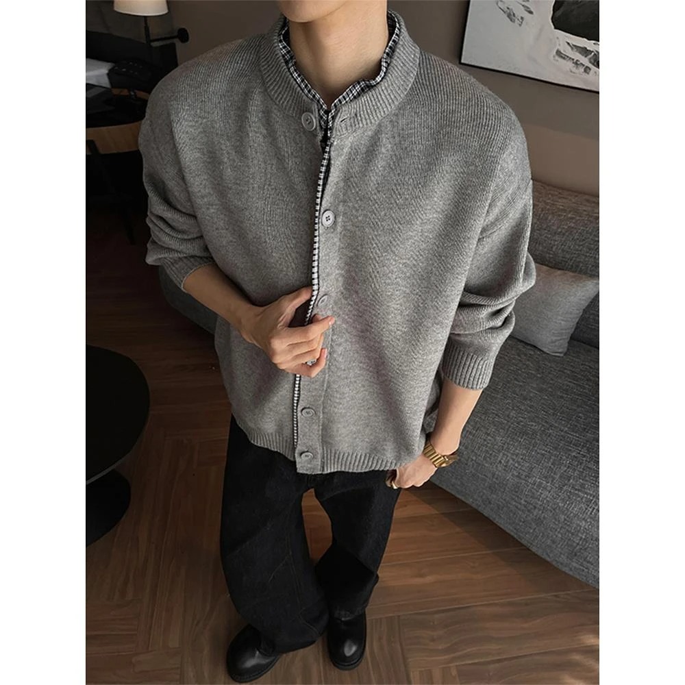 假两件毛衣男款秋冬针织衫外套