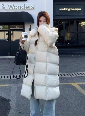 凸乆鸟羽绒服鹅绒云朵泡芙宽松长款过膝可爱加厚新款韩版长款外冬