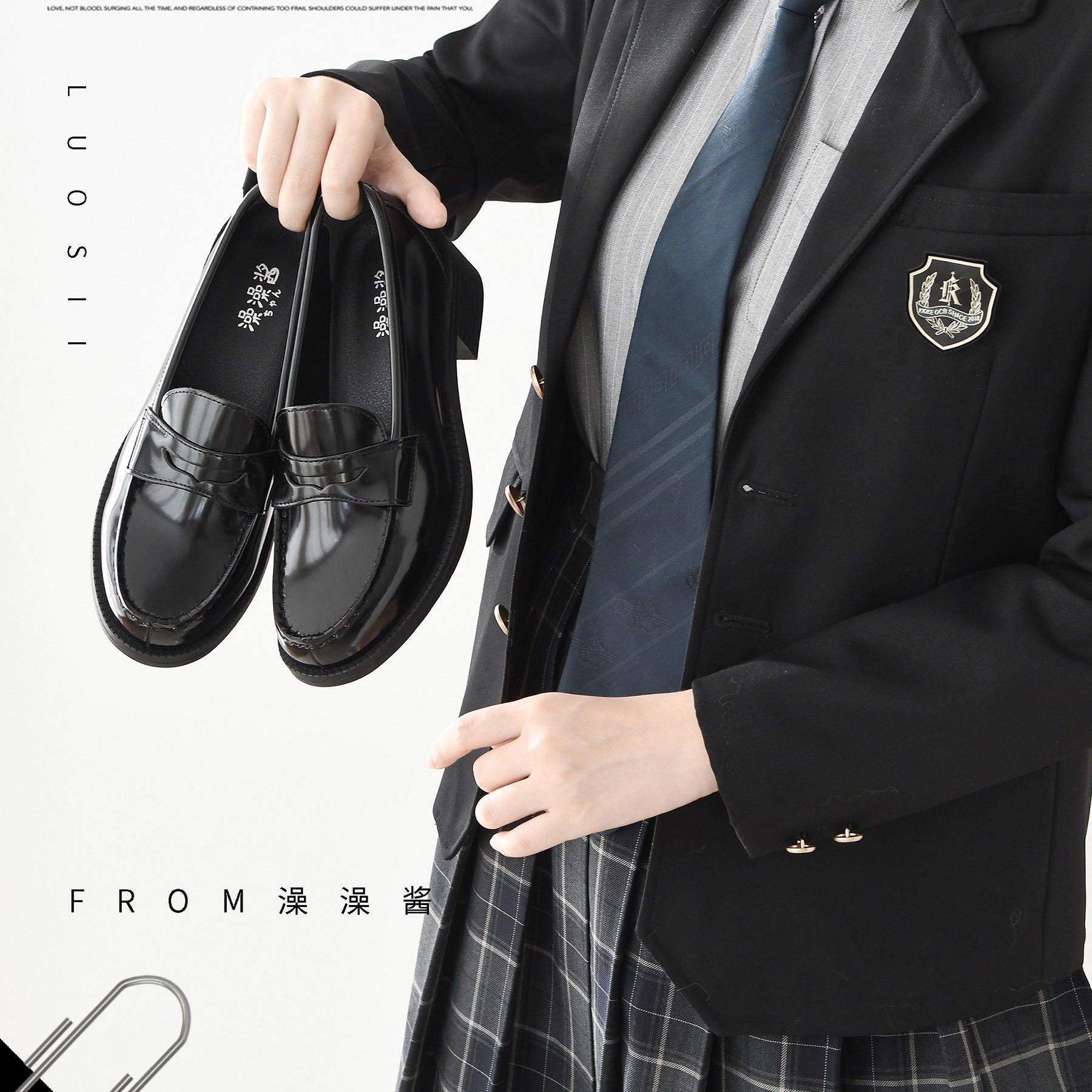 现货澡澡酱尖头制服鞋校供学院风JK正统日系小皮鞋中跟官方旗舰店图片