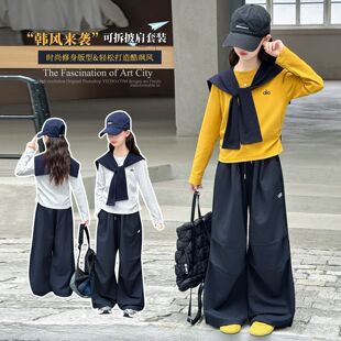 女童套装秋款2025新款儿童春秋洋气时髦中大童女孩秋季两件套潮酷