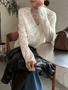 洋气内搭打底衫 黎诺早春新款 女2026时尚 假两件蕾丝衫 高级上衣 法式