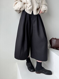 橘芷秋冬新款韩系秋冬百搭阔腿裤休闲宽松显瘦设计感8分裤子6207