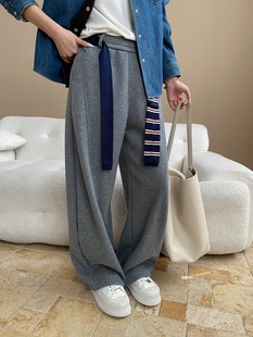 司南 博主风绑带设计 立裁拼接设计感宽松阔腿弯刀休闲裤 SN8199