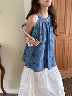 重工花朵刺绣挂脖吊带背心小衫 莫奈假期 ZY3983 Morning 3th