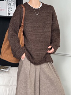 橘芷秋季新款宽松休闲圆领新款毛衣慵懒针织秋冬上衣0503