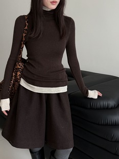 修身 女秋冬新款 显瘦软糯上衣ss910 高级感撞色高领打底针织衫 鹿西