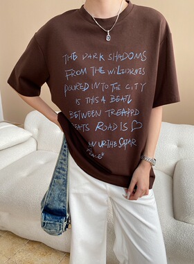 司南 拿捏博主范 天丝棉慵懒腔调感字母印花圆领短袖T恤 SN8114