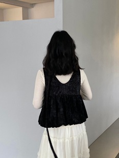 江左早春韩系丝绒吊带背心+纯色百搭长袖T恤女叠穿两件套上衣0280