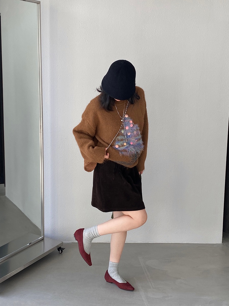 江左 圣诞限定 慵懒风亮片圣诞树软糯毛衣女冬小个子上衣 J8927