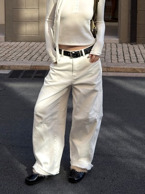 MMFISH时髦街头纯色加绒洗水百搭直筒宽松显瘦阔腿牛仔裤25K635