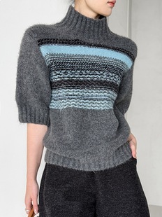 毛衣219 橘芷新款 圆领保暖毛衣复古半高领费尔岛毛衣新款