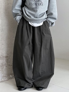 宽松遮肉显瘦直筒长裤 鹿西 新款 女25秋季 1720 韩系高腰阔腿灯笼裤