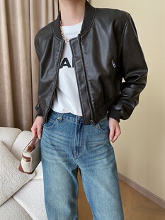 司南 美式随性飞行员外套 擦色时髦棒球服夹克皮衣设计感 SN4426