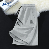 男款 夏季 潮流宽松百搭休闲中裤 回力潮牌灰色运动短裤 男生五分裤 男