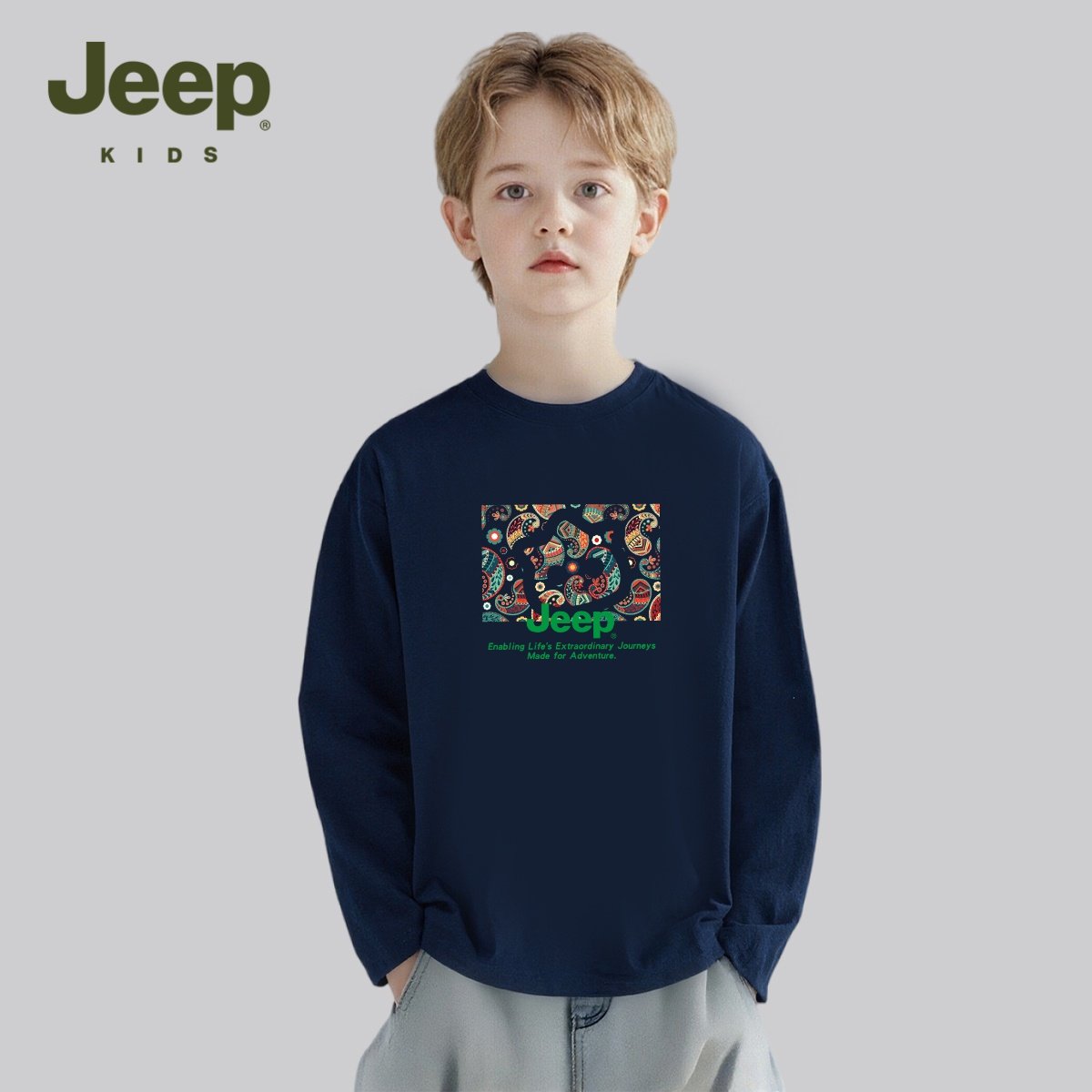 Jeep吉普童装男童长袖T恤秋冬