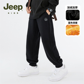 保暖加绒裤 子男童2025卫裤 冬季 Jeep吉普童装 大童梭织儿童运动长裤