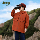 JEEP吉普男童外套2025新款 儿童春秋季 女童夹克中大童户外冲锋衣潮