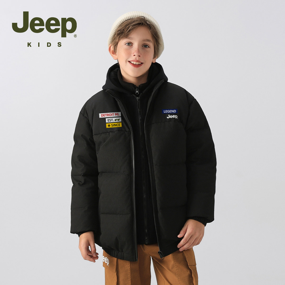 Jeep吉普童装大童轻薄羽绒服男童冬季2025新款保暖男童儿童外套潮