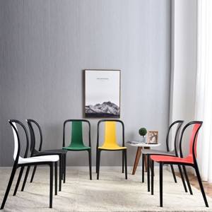 北欧风格椅子网红塑料家用靠背椅可叠放成人创意休闲办公洽谈餐椅