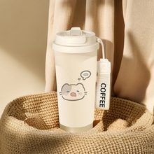 小猫咖啡保温杯大容量吸管水杯随行杯子男女学生运动车载无缝