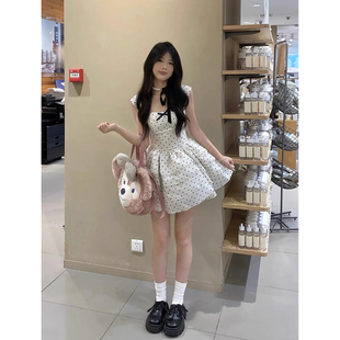 小个子公主风蛋糕连衣裙女夏日甜美小裙子波点甜辣少女收腰蓬蓬裙