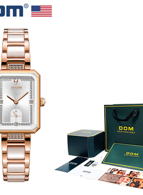 DOM腕表 坚守139道生产工序 轻奢镶钻方形时尚石英女士手表G-8601