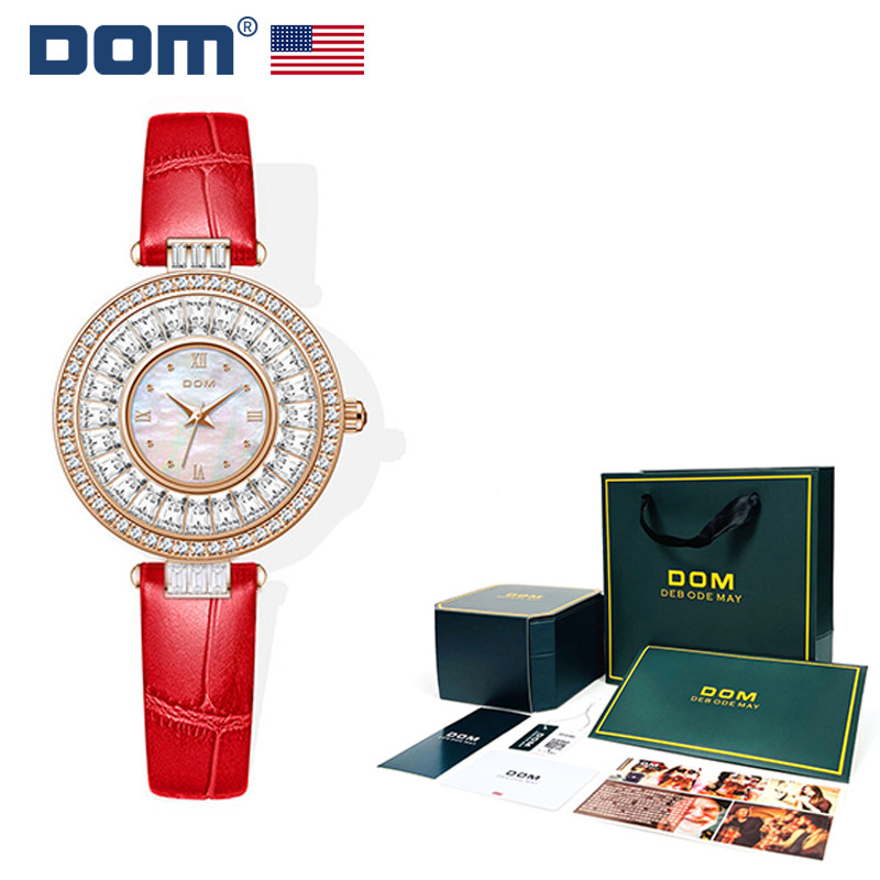 DOM腕表坚守139道生产工序 时尚轻奢优雅皮带石英防水女表G-1375G