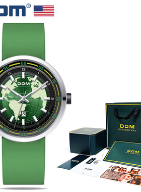 DOM腕表坚守139道生产工序 地球仪潮男石英机芯防水男表 M-1695L-