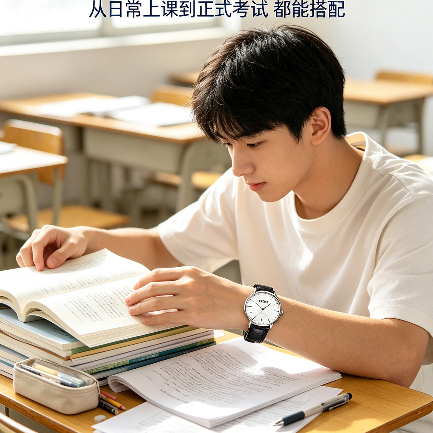 DOM 考试专用手表男女初高中学生静音石英表中考高考考研公考腕表