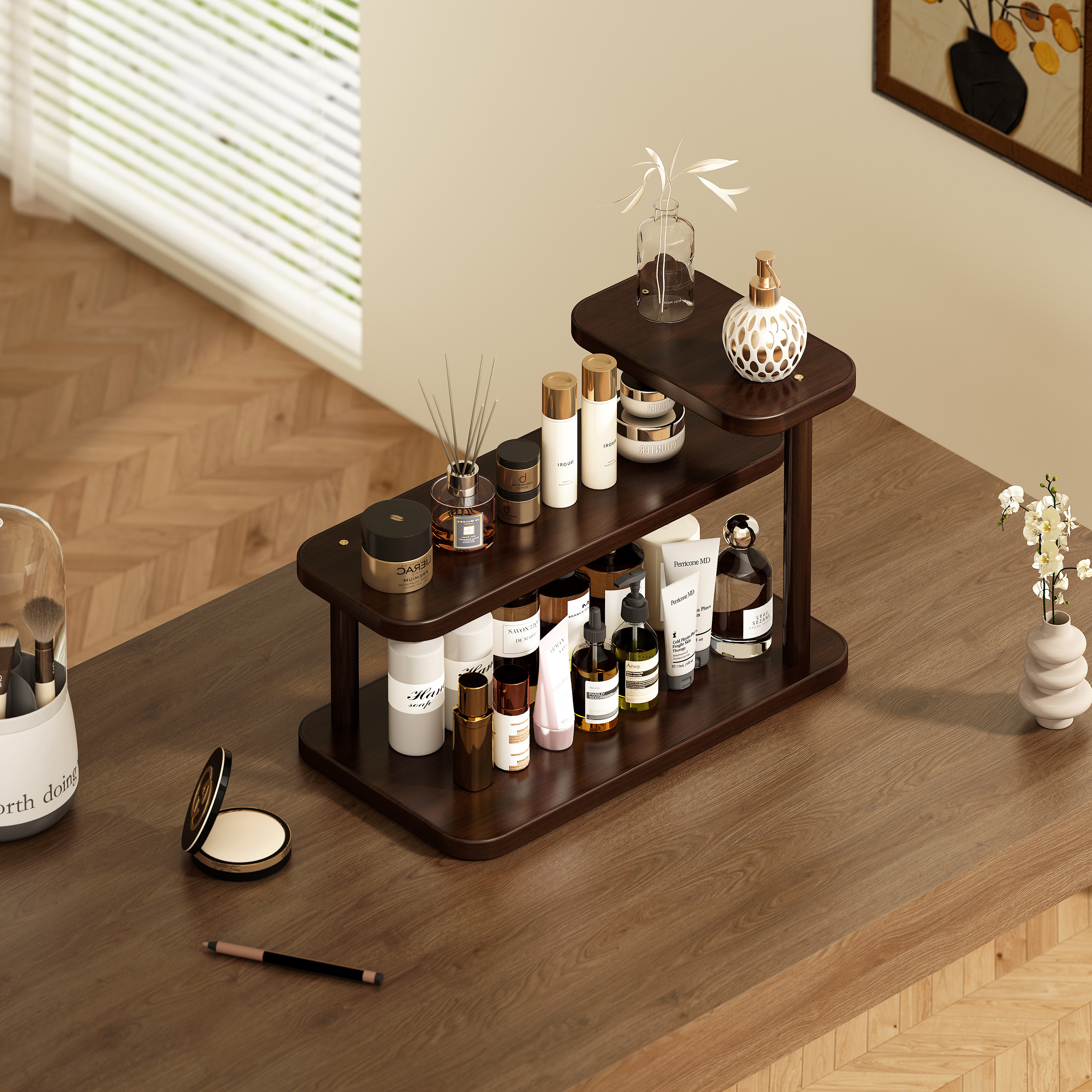 桌面置物架杯子收纳架餐桌台面办公桌水杯架子茶具茶杯小型杯架JY