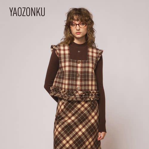 YAOZONKU姚宗谷设计师款26秋冬方领荷叶装饰A版背心