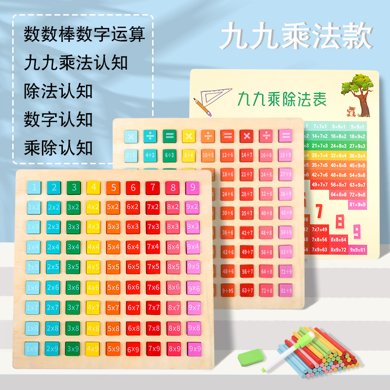 正版儿童早教益智多功能对数板百数板幼儿启蒙木制玩具学习拼图蒙氏识字教具 数字拼图1到100加减法神器积木玩具畅销排行