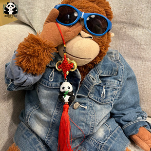 中国风熊猫挂件中国结挂饰出国送老外朋友礼品车内后视镜挂饰