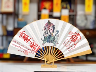 国风写意人物真武大帝救苦天尊折扇宣纸绢布竹扇五雷扇夏天定制扇