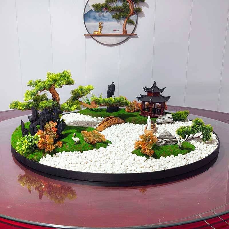 餐酒店厅店中电餐转观花桌景75859大动桌盘摆圆端高式饭餐厅饭桌