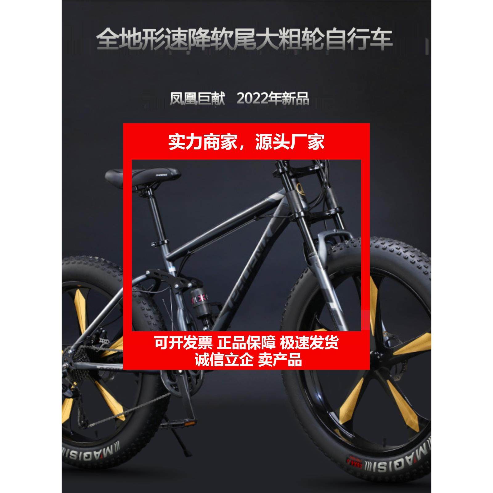 新款软尾速降双减震碟煞越野变速粗大轮胎成人沙滩雪地登山自行车