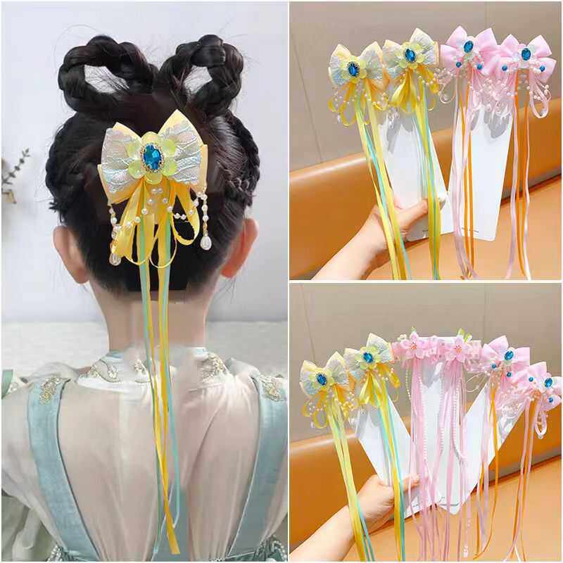 超仙汉服小女孩发夹发饰头饰公主蝴蝶结飘带儿童女童古风儿童发饰