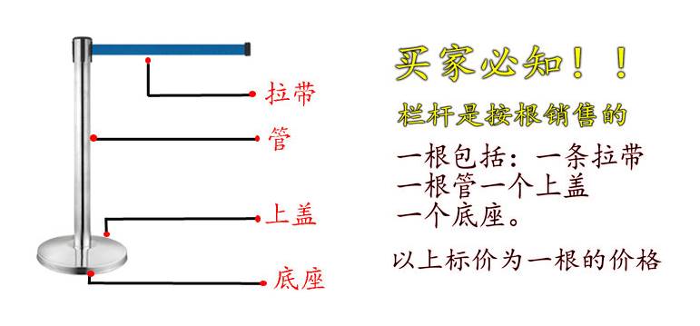 【特价】5米伸缩隔离带5米带不锈钢栏杆一米线围栏护栏银行隔离带