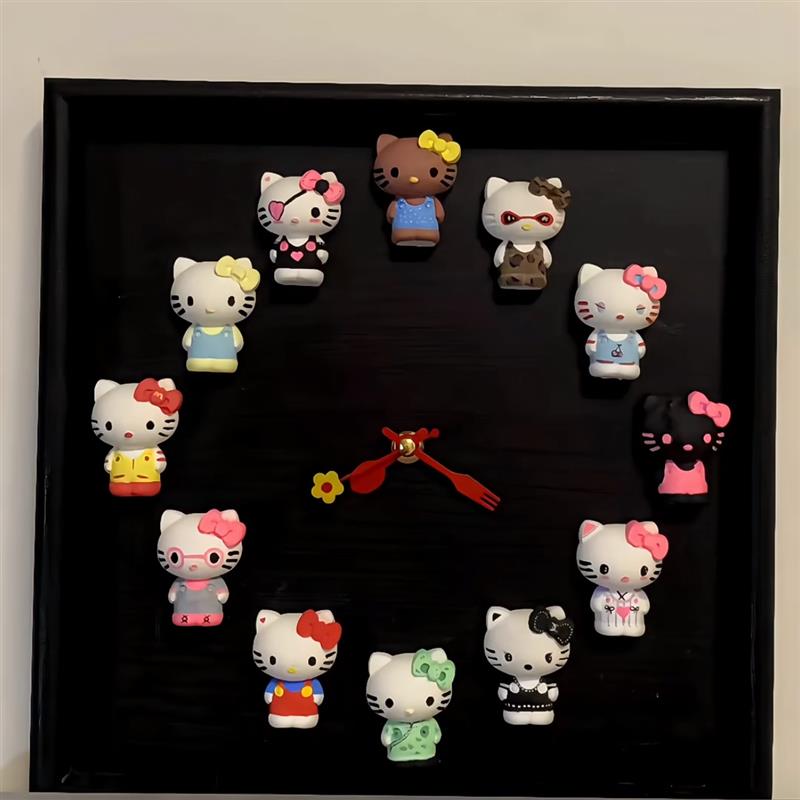 可爱小猫咪钟表挂墙diy材料包