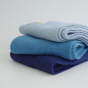 first love 初恋氛围蓝色系极简纯色男女可戴贴布绵软小围巾 包邮