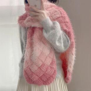 白桦围巾毛线手工diy材料包草莓奶昔编织马海毛冬季保暖护颈围脖