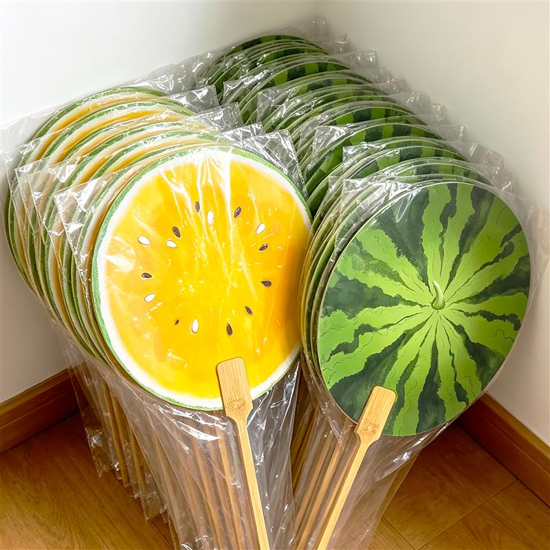黄色西瓜手摇扇便携防摔耐用