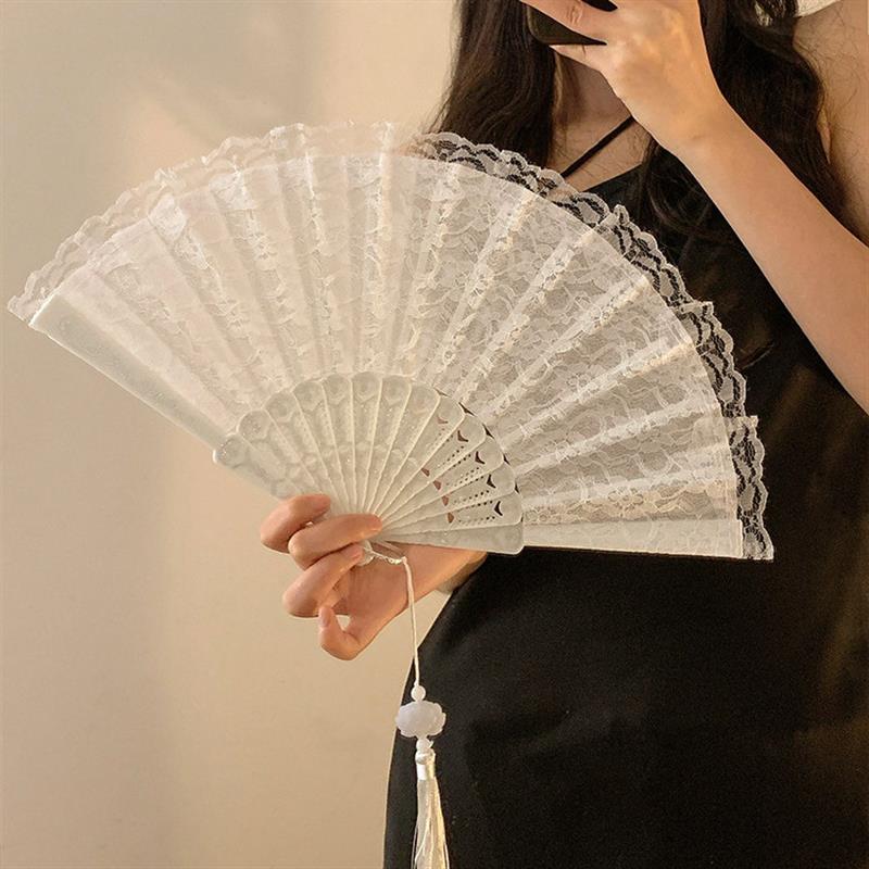 法式古风蕾丝流苏汉服折扇