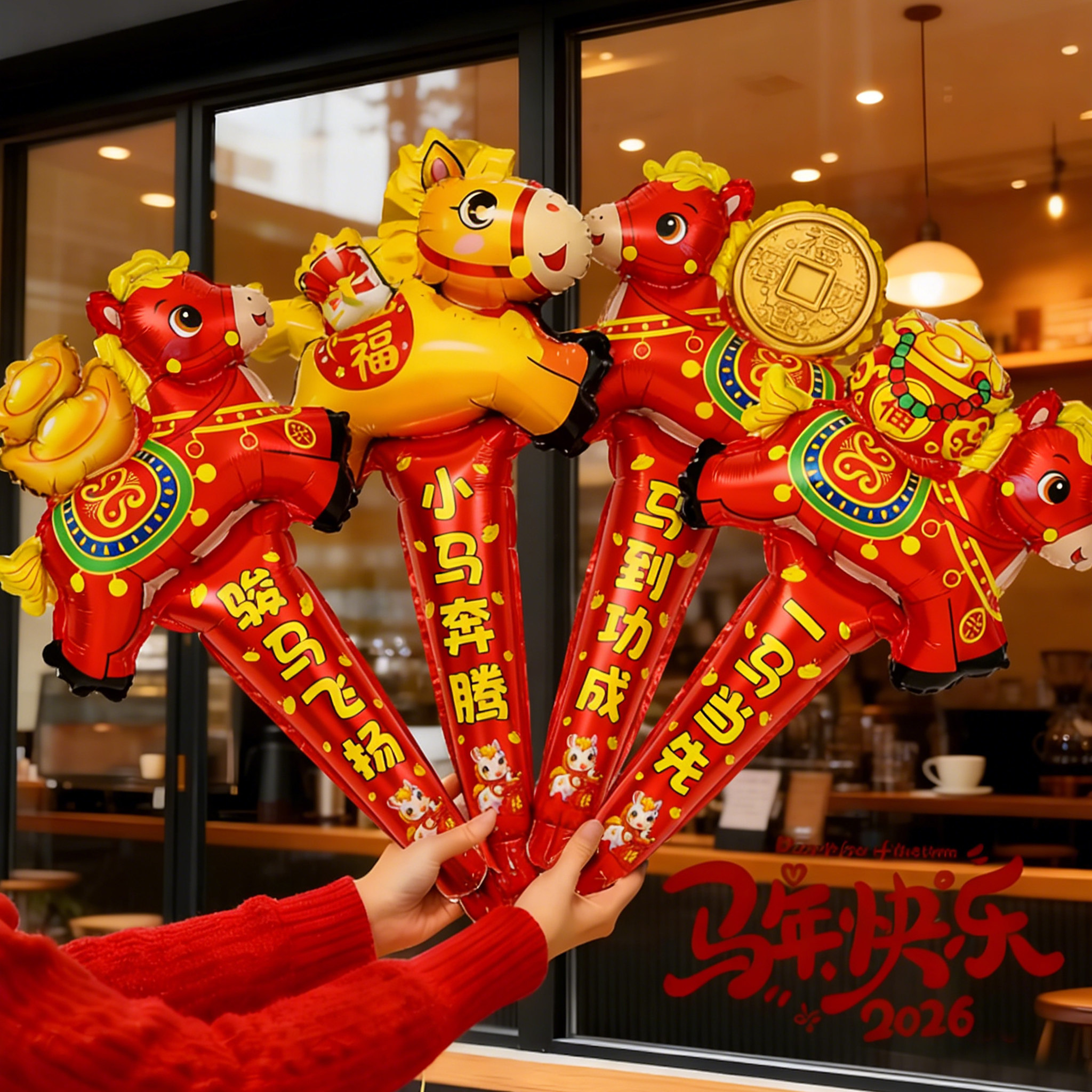 2026新年铝膜气球装饰元旦学校教室装扮布置马年手持棒幼儿园礼品,节庆用品/礼品,气球,淘宝优惠券,粉丝福利购,淘宝优惠卷