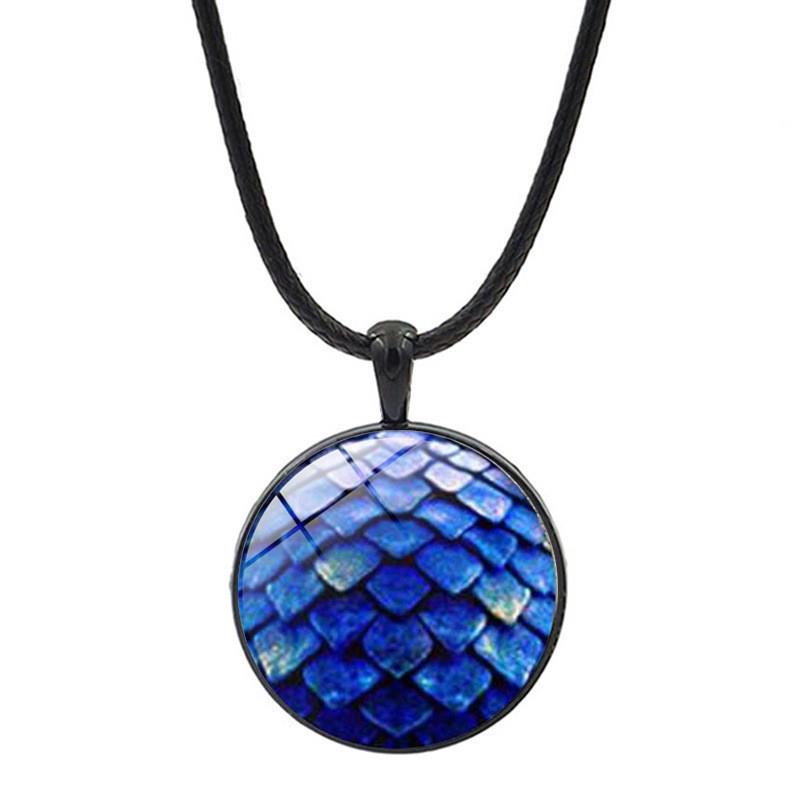 新款跨境欧美饰品 彩色龙蛋时光宝石皮绳复古金属吊坠项链首饰批