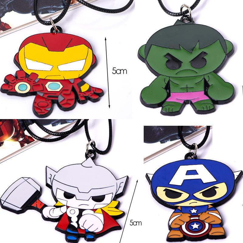新款复仇者联盟项链Q版蜘蛛侠钢铁侠雷神绿巨人合金滴油配件挂件