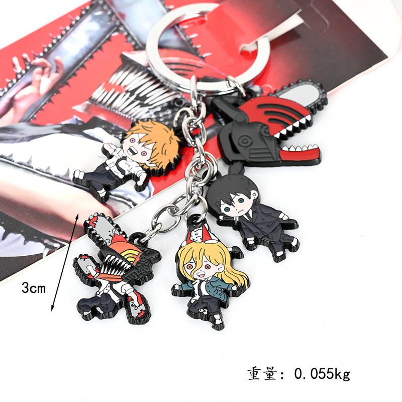 新款链锯人钥匙扣波奇塔恶魔电锯帕瓦电次彩色项链合金蕾塞项链电