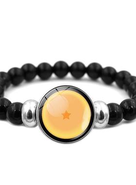 新款动漫周边七龙珠手链男女百搭黑色弹力串珠手环时光宝石手饰品